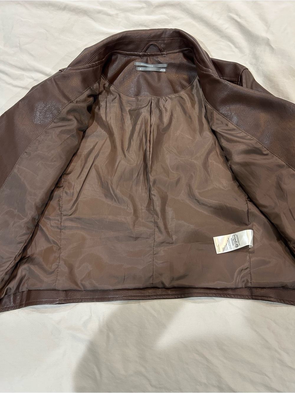 Anthropologie The Saige Brown Faux Leather Moto Jacket - Picture 8 of 9